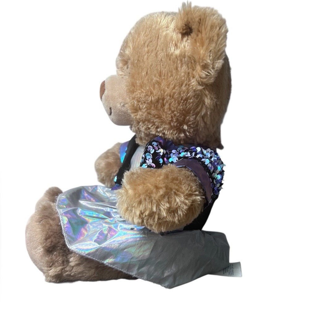 Build-A-Bear 16" Brown Bear Plush & Silver metallic dress & blue sequin jacket - Picture 4 of 14
